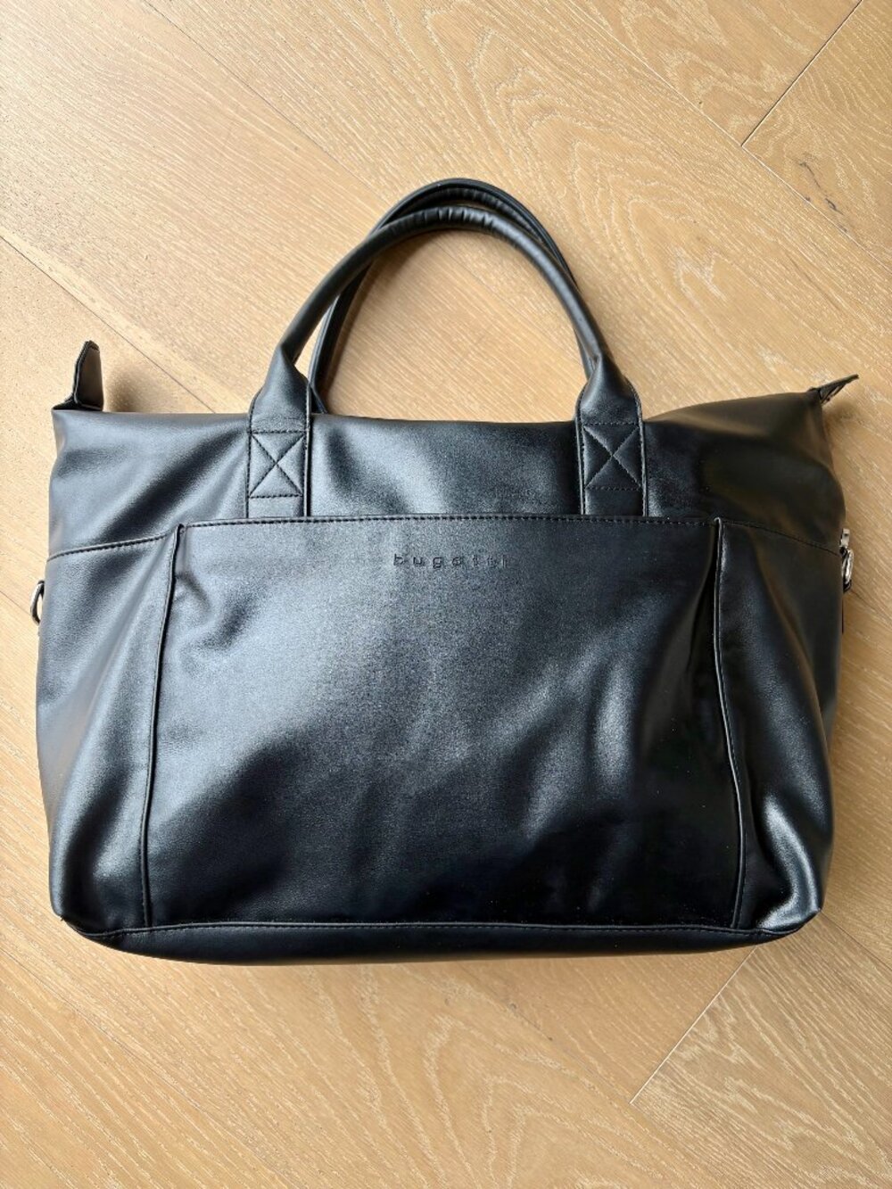 Bugatti Black Vegan Leather Weekender Duffle Bag